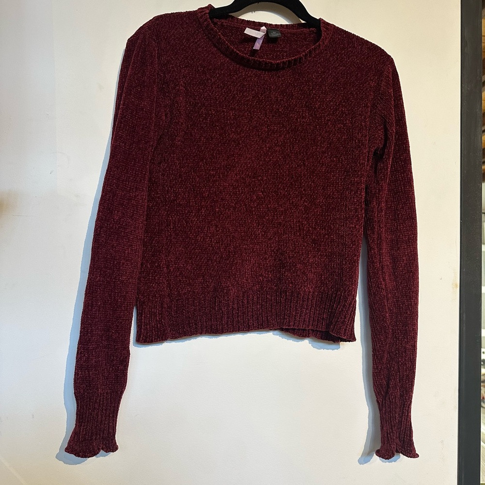 Chenile Burgundy Knit Sweater